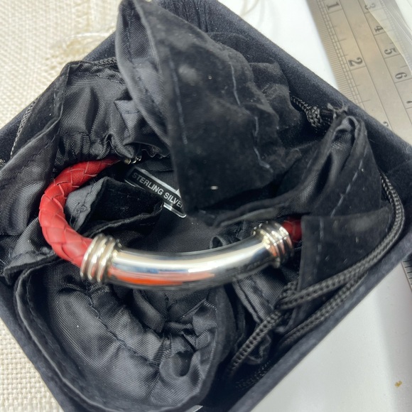 Vintage Joseph Esposito Sterling Silver & Red Leather Cuff - Picture 15 of 17